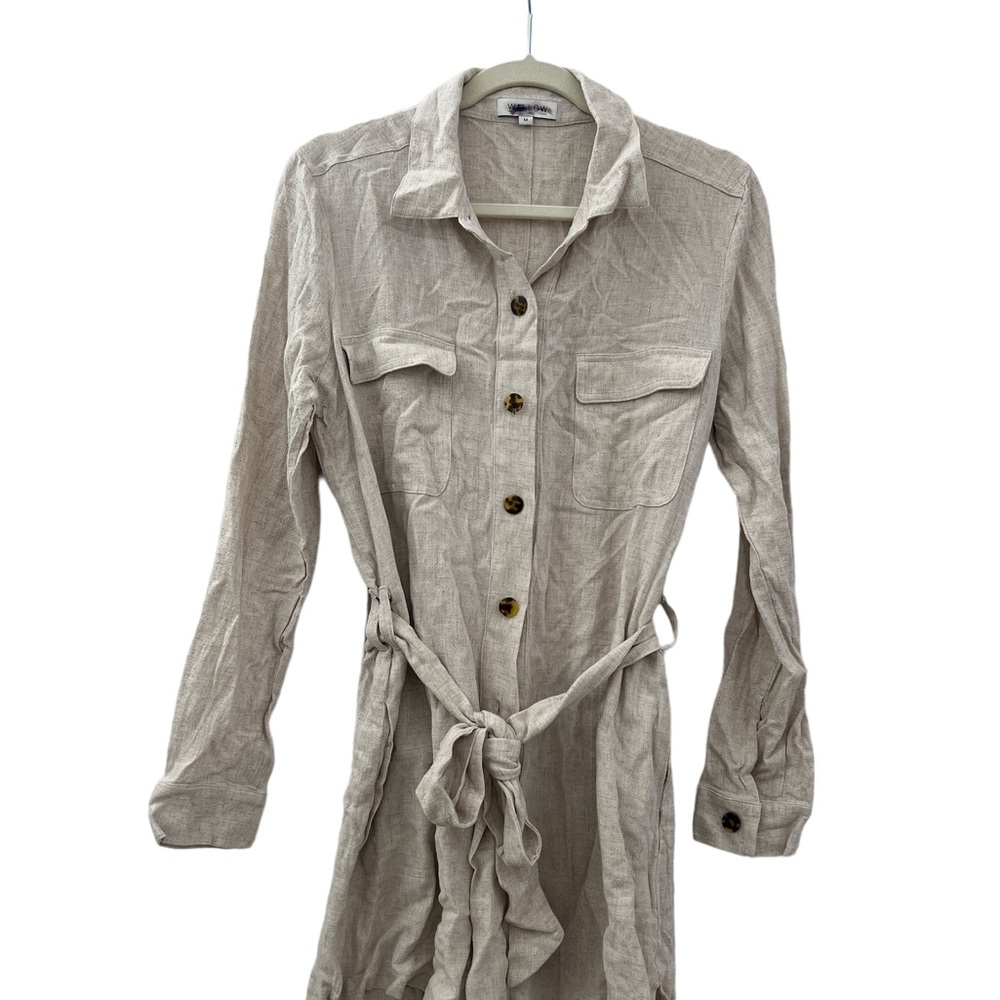 Willow Romper Women’s Size Medium Linen Blend Short Jumpsuit Long Sleeves NWT